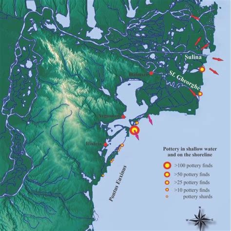 Map Of Danube Delta Littoral Area Magenta Arrows Are The Positions Of