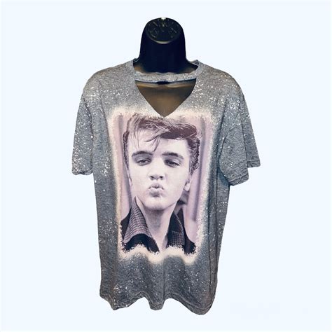 Elvis Presley T Shirt Keyhole Design Bleached T Shirt Etsy