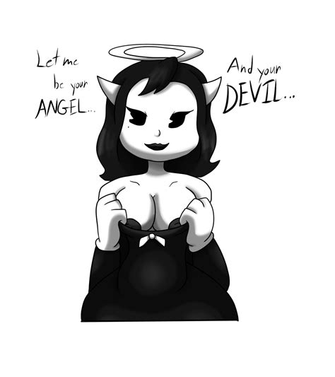 Rule 34 Alice Angel Bendy And The Ink Machine Big Breasts Black Hair Black Lips Black Lipstick