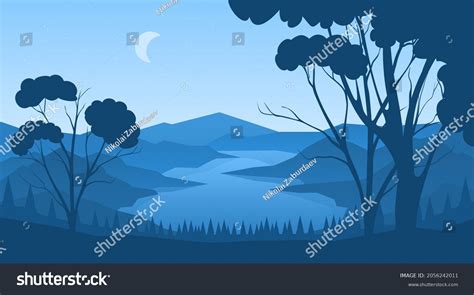 Abstract Landscape Mountains Lake Vector Illustration Stock Vector