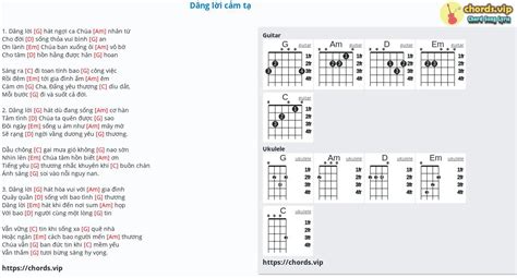 Chord Dâng Lời Cảm Tạ Tab Song Lyric Sheet Guitar Ukulele