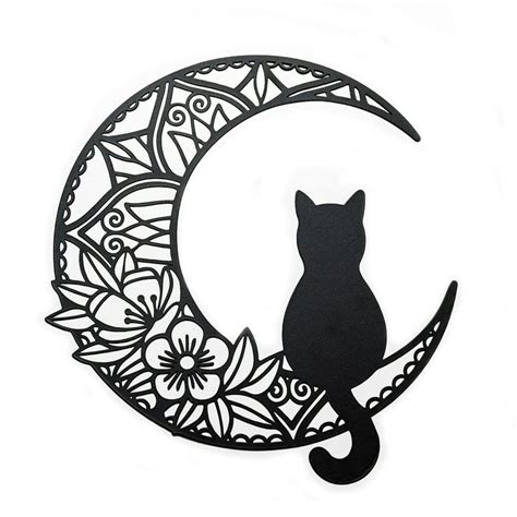 EYONGLION Black Cat And Moon Wall Art Moon Phase Wall Art Black Cat On