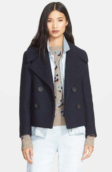 Phillip Lim Denim Layer Double Breasted Wool Blend Jacket