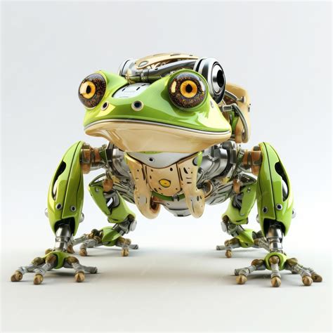 Premium Ai Image Cute Frog Robot Robotic Animal Isolated Over White