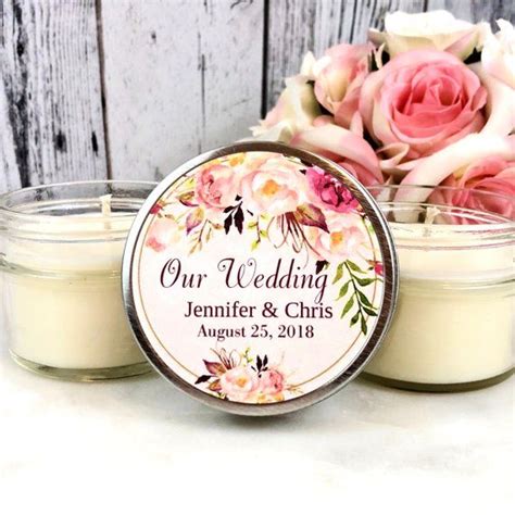 Blush Wedding Favor Candles Floral Wedding Favors Blush And Gold