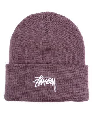 Stüssy logo embroidered turn up Brim Beanie Farfetch