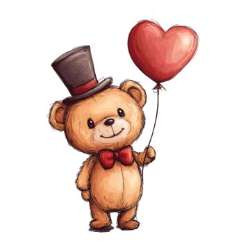 Cute Teddy Bear With Heart Balloon Clipart Teddy Bear Clipart Heart