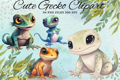 Cute Gecko Clipart Graphic by SugarPlum · Creative Fabrica