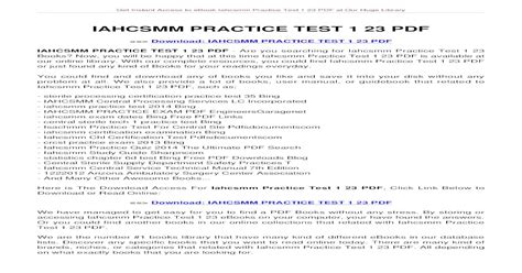 Iahcsmm Practice Test Chapter 1