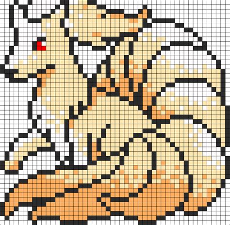 Pokemon Ninetails Perler Large Perler Bead Pattern Bead Sprite Grid Patterns Pinterest