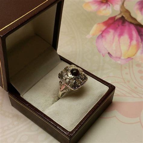 Mm Jugendstil Ring Silber Granat Shabby Vintage Sr Etsy