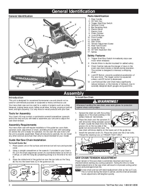 McCulloch MiniMac 14 16inch Electric Chainsaw Owners Manual