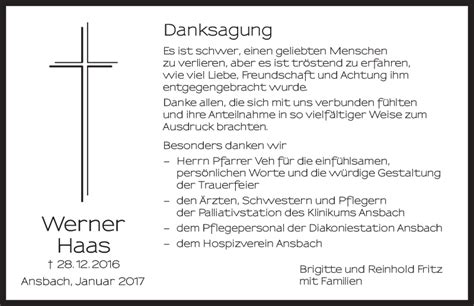 Traueranzeigen Von Werner Haas Trauer Flz De