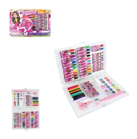 Maleta Kit Escolar Pintura Pe As Canetinha E L Pis De Cor