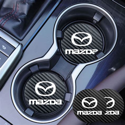 Pcs Carbon Fiber Coaster Anti Noise Water Cup Pad Cushion For Mazda