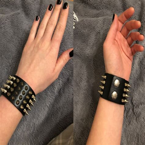 Gothic Punk 4 Rows Spike Rivet Stud Wide Wristband Cuff Rebelsmarket