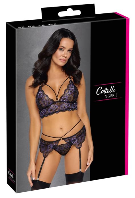 Luxe Paars Kant Lingerie Jarretel Set Cocolamar Be