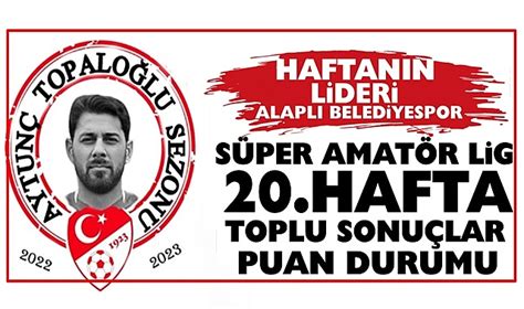 Süper Amatör Lig 20 hafta toplu sonuçlar ve puan durumu Spor