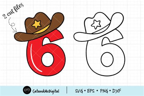 Number Six Cowboy Svg Graphic By Catandme · Creative Fabrica