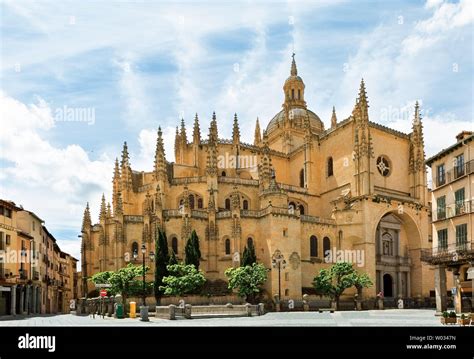exterior segovia cathedral  res stock photography  images alamy