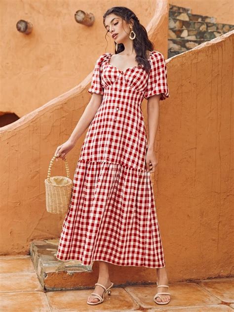 Checked Dress Outfit Red Check Dress Stylish Dress Designs Stylish