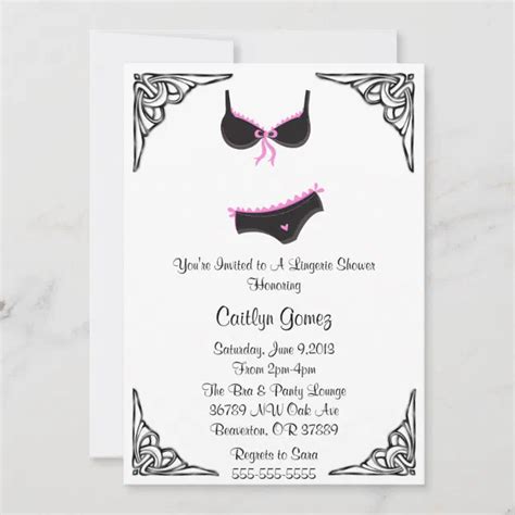 Black Pink Lingerie Bridal Shower Invitation Zazzle