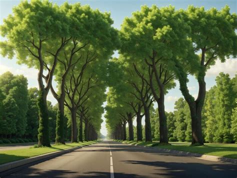 Premium AI Image | Avenue with green trees