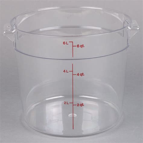 Cambro Rfscw6135 Camwear 6 Qt Clear Round Food Storage Container