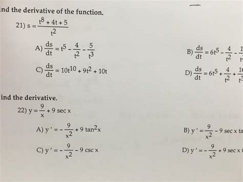 Solved Find The Derivative Of The Function S T 8 4t