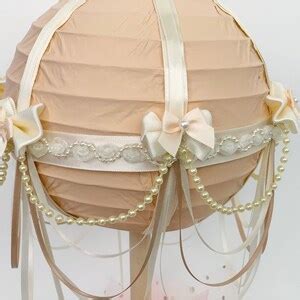 Hot Air Balloon Centerpiece Peach Ivory And Beige Up Up And Away Baby Shower Baby Shower