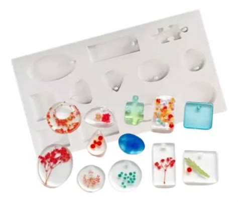 Molde De Silicone Pingentes Brincos Variados Resina Ep Xi