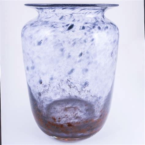 John Orwar Lake For Ekenas Sweden Art Glass Vase Blue Gray To Rust