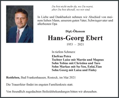 Traueranzeigen Von Hans Georg Ebert Trauer In Thueringen De