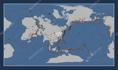 Placa tectónica Amur en el mapa de contorno sólido en la proyección