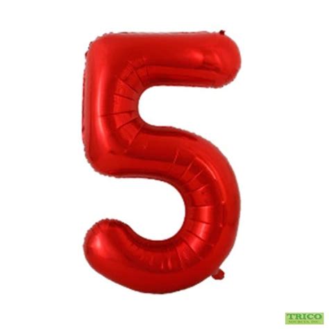 34" Red Number 5 - Foil Balloon | Balloon Warehouse™