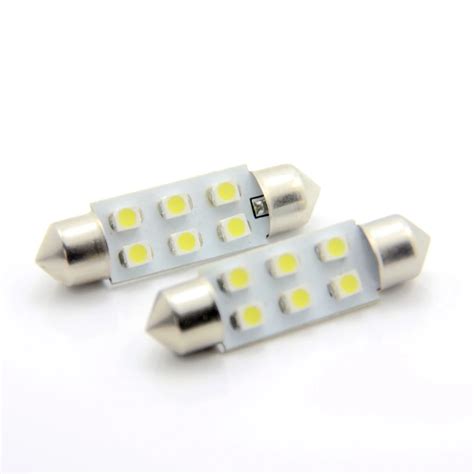 Free Shipping Pair White Mm Smd Festoon Dome Car Light