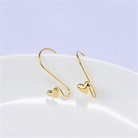 K Gold Filled Glossy Heart Earring Hooks Earing With Loop Etsy