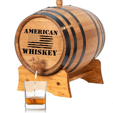 'American Whiskey' engraved Oak Barrel