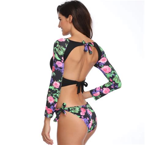 Girls Hot Sexy Fruit Women Swimwear Two Pieces Beach Long Sleeves Bikini Swimwear Beachwear