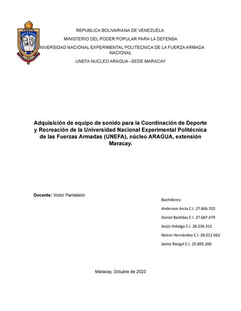 Republica Bolivariana DE Venezuela REPUBLICA BOLIVARIANA DE VENEZUELA