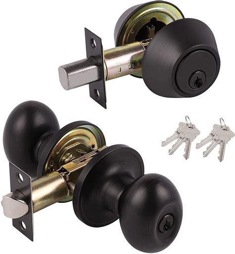 Zhiyu Entry Door Knobs With Double Cylinder Deadbolt Combo 6 Pack Oil Rubbed Bronze Oval Egg