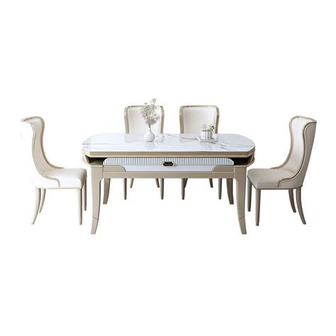 Round Modern Wooden Dining Set in White with Solid Wood Features and ...