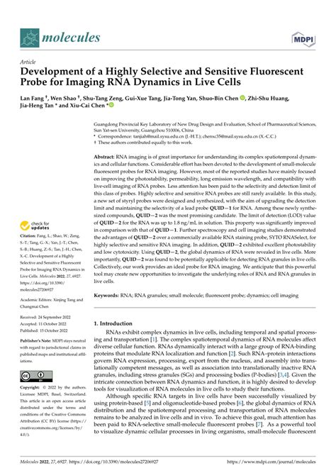 Pdf Development Of A Highly Selective And Sensitive Fluorescent Probe