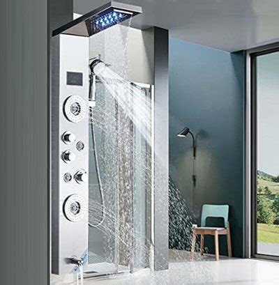 Alenartwater Wall Mounted Bathroom Shower Panel Tower System Led