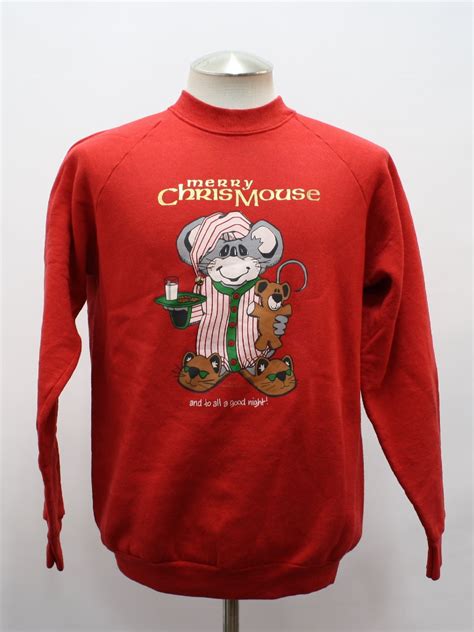 1990s Retro Ugly Christmas Sweatshirt 90s Vintage Fruit Of The Loom