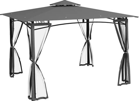 Outsunny 10 X 12 Patio Gazebo With Netting Double Roof Outdoor Gazebo Canopy Shelter Solid