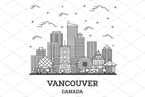 Vancouver City Silhouette Skyline Canada Vancouver City Vector City