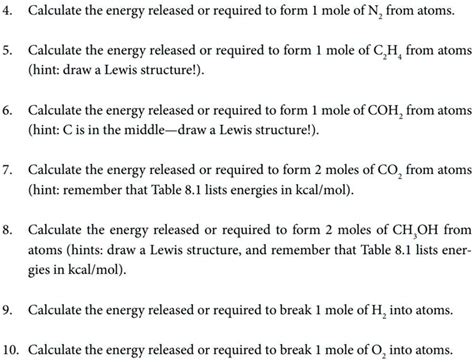 Solved Calculate The Energy Released Or Required To Form Mole Of N