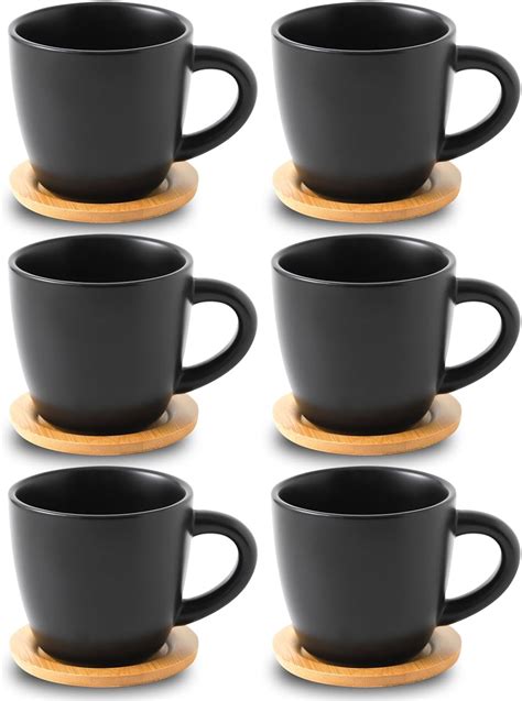 Hasense Juego De 6 Tazas De Capuchino Con Platillos De 8 Onzas Tazas