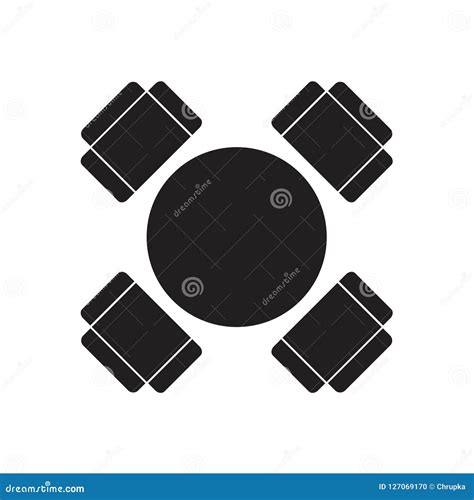 Round Table And Chairs Icon Stock Vector Illustration Of Seat Aerial